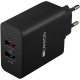 CANYON Universal 2xUSB AC charger (in wall) with over-voltage protection(1 USB with Quick Charger QC3.0), Input 100V-240V, Output USB/5V-2.4A+QC3.0/5V-2.4A&9V-2A&12V-1.5A, with Smart IC, Black rubber coating+QC3.0 port in blue/other port in o
