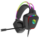 Canyon RGB gaming headset with Microphone, Microphone frequency response: 20HZ~20KHZ,  ABS+ PU leather, USB*1*3.5MM jack plug, 2.0M PVC cable, weight:280g, black