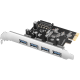 AXAGON PCEU-430RS PCIe card - 4x USB 5Gbps port, SATA power, Renesas PD720201, SP