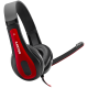 CANYON entry price PC headset with microphone, combined 3.5mm plug, leather pads, flat cable length 1.8m, 160*60*160mm, 0.13kg, Black-red