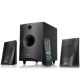 Multimedia Bluetooth Speakers F&D F210X (2.1 Channel Surround, 15W, 130Hz-20KHz, Subwoofer: 30Hz-130Hz, Bluetooth 4.0, USB/SD card reader, FM, digital, LED display, Wooden, Black
