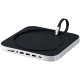 USB docking station with Satechi Mac Mini Stand & Hub for Mac Mini. Ports: 1x USB-C, 3 x USB, 3.5mm AUX, SD, microSD. Color: silvery. / ST-ABHFS