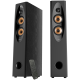 F&D T-60X 2.0 Floorstanding Speakers, 110W RMS ( 55Wx2), 1'' Tweeter + 4'' Speaker + 8'' Subwoofer for each channel, BT/NFC/Optical/AUX/USB/FM/Karaoke function/LED Display/Remote control/Microphone/Wooden, Black