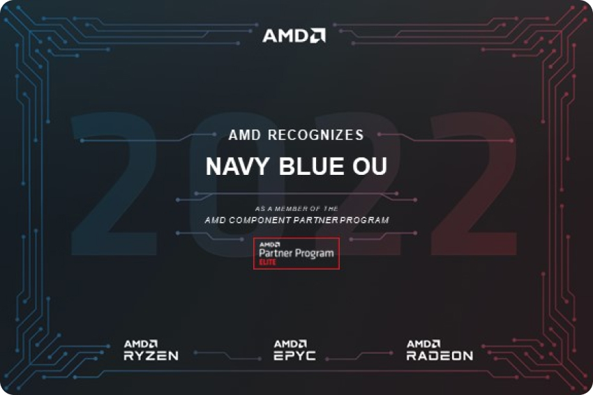 AMD recognized Navy Blue OÜ as a member of the AMD component partner program